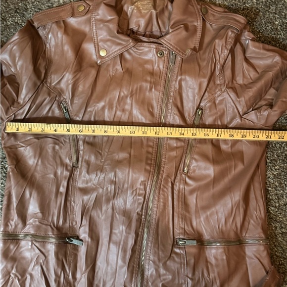 Dollhouse Moto Jacket Women's  Front Zip Faux-Leather  Brown  Size 2X - Picture 2 of 8